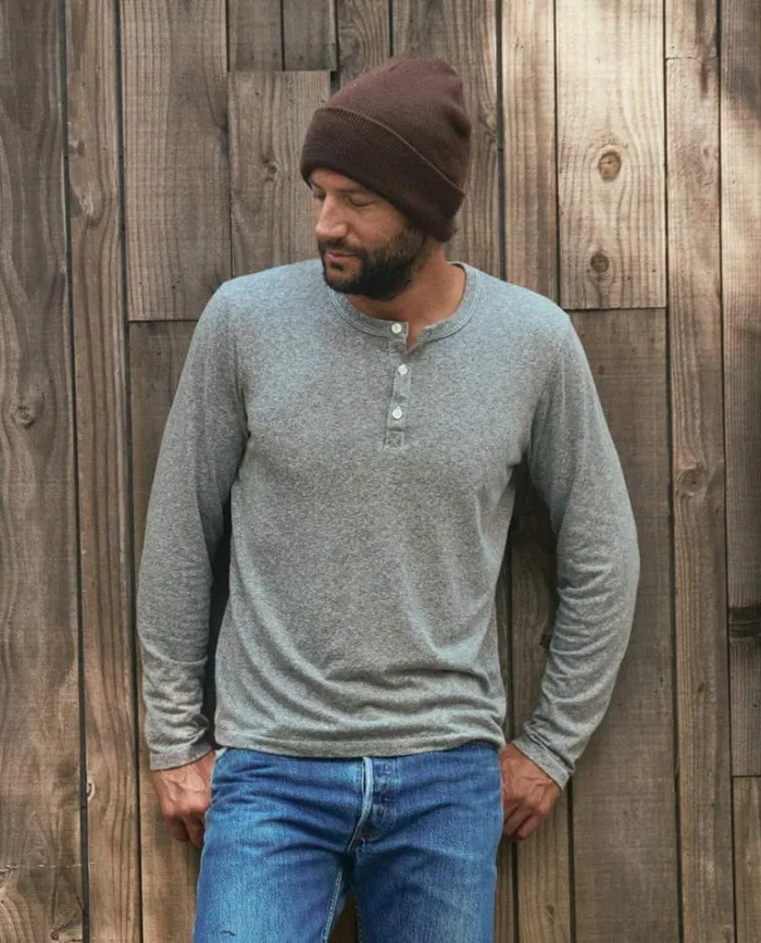Tshirts Men039s The Great The Men039s Slim Henley Heather Grey