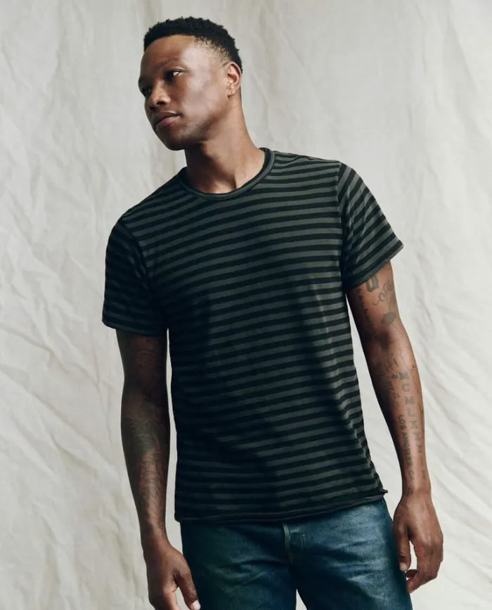 Tshirts Men039s The Great The Men039s Slim Tee Black And Charcoal Stripe