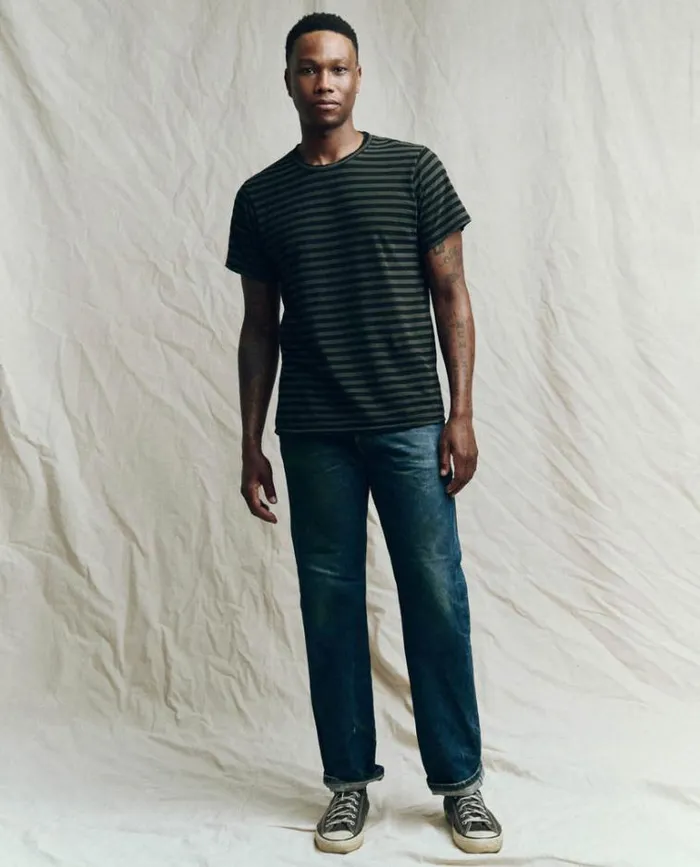 Tshirts Men039s The Great The Men039s Slim Tee Black And Charcoal Stripe