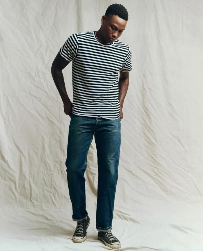 Tshirts Men039s The Great The Men039s Slim Tee Black And Cream Stripe
