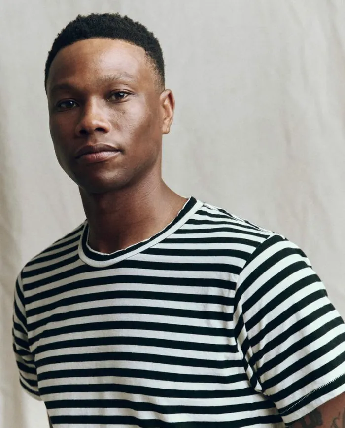 Tshirts Men039s The Great The Men039s Slim Tee Black And Cream Stripe