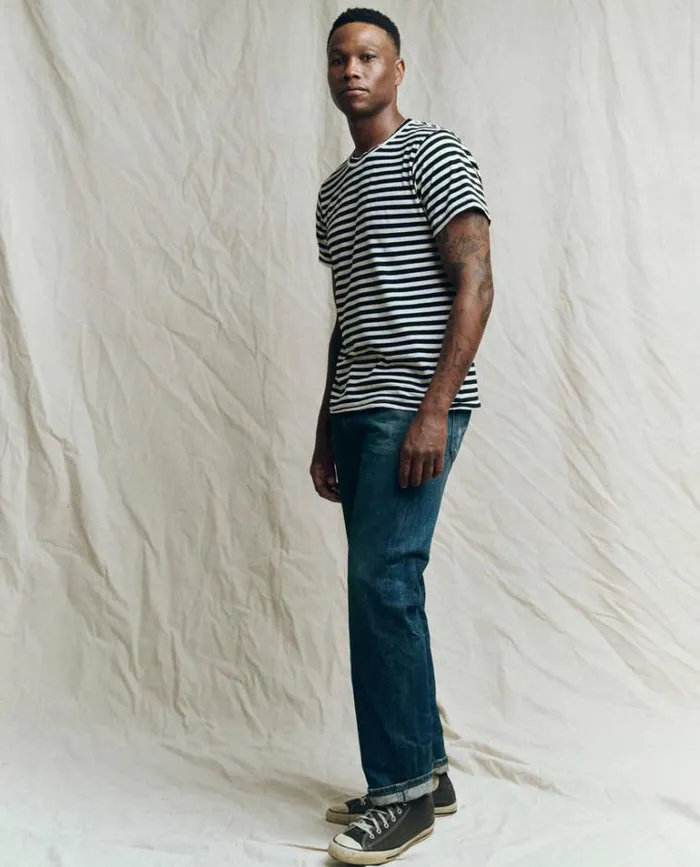 Tshirts Men039s The Great The Men039s Slim Tee Black And Cream Stripe
