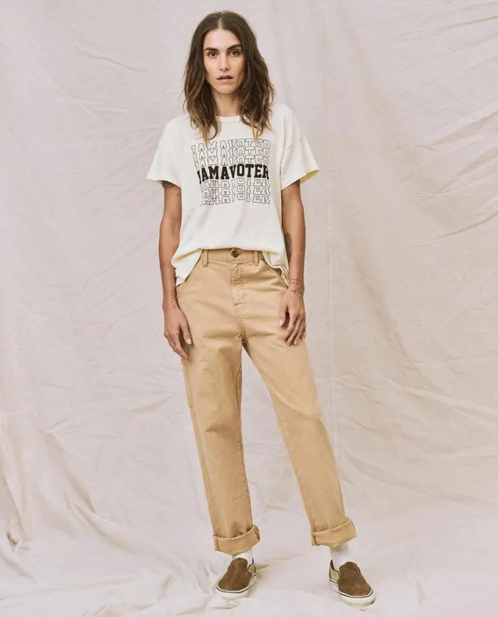Tshirts Women039s The Great Limited Edition The I Am A Voter Boxy Crew Washed White