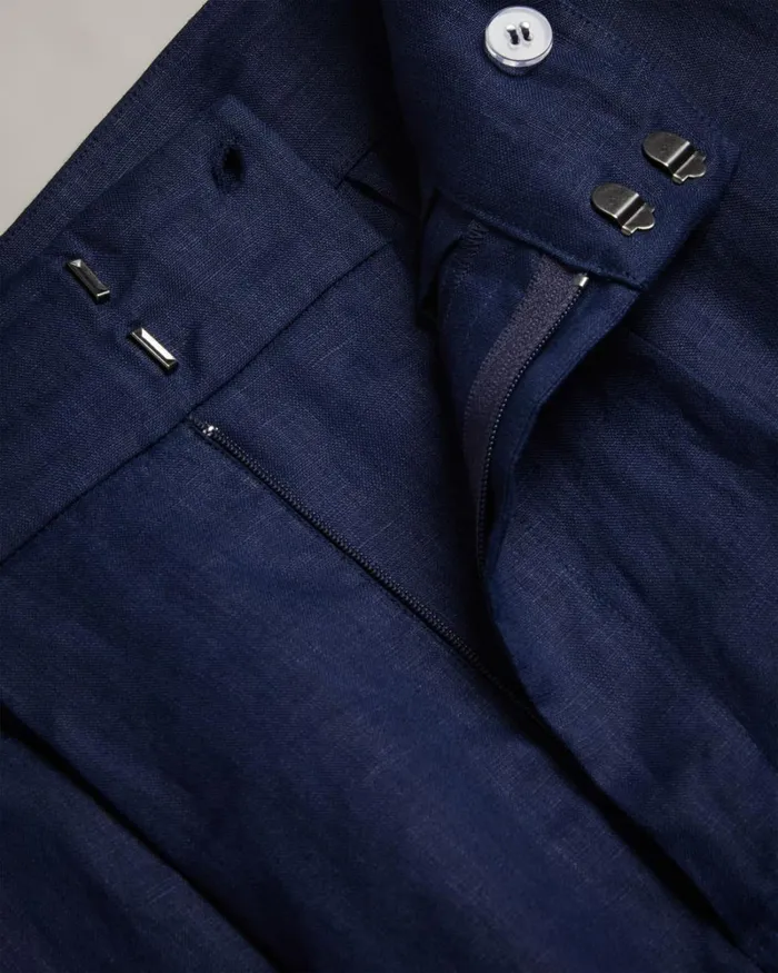 Tailored Linen Wide Leg Trousers Navy Women Ted Baker Clothing