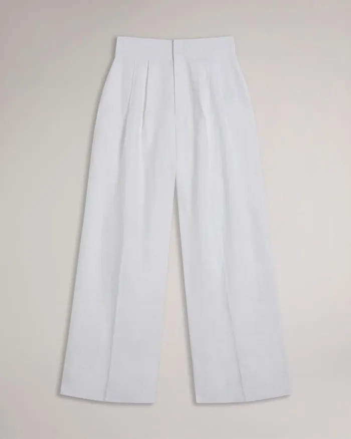 Tailored Linen Wide Leg Trousers White Women Ted Baker Clothing