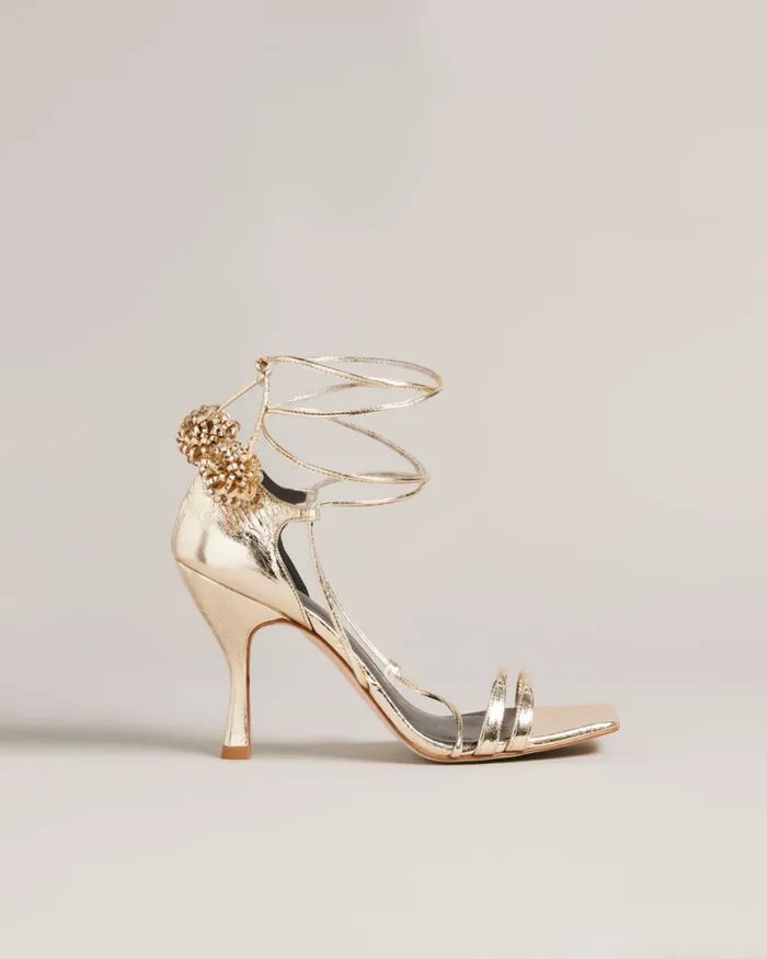 Tassel Detail Heeled Sandals Gold Women Ted Baker Sandals and Sliders Tassel Detail Heeled Sandals Gold Women Ted Baker Sandals and Sliders