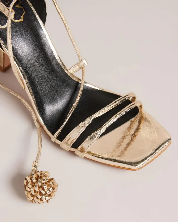 Tassel Detail Heeled Sandals Gold Women Ted Baker Sandals and Sliders Tassel Detail Heeled Sandals Gold Women Ted Baker Sandals and Sliders