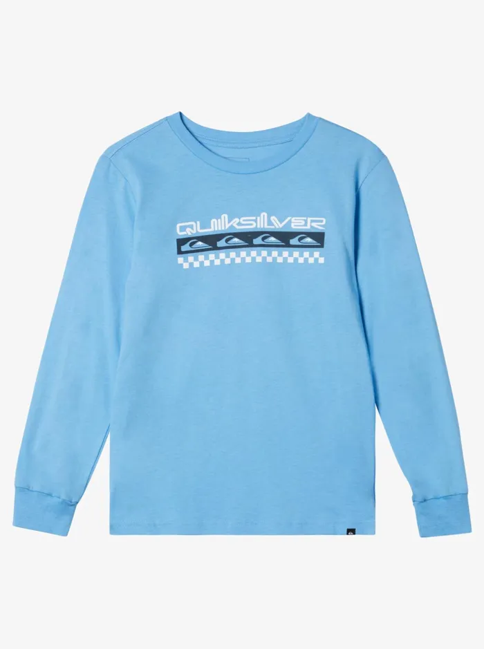 Tees Boys Quiksilver Boy039s 816 Omni Check Long Sleeve TShirt Azure Blue