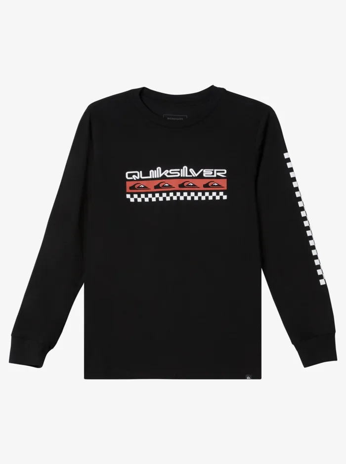 Tees Boys Quiksilver Boy039s 816 Omni Check Long Sleeve TShirt Black