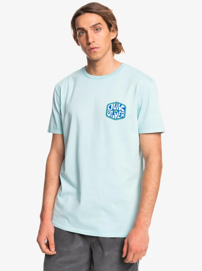 Tees Men Quiksilver Bounce Back Organic TShirt Angel Blue Tees Men Quiksilver Bounce Back Organic TShirt Angel Blue
