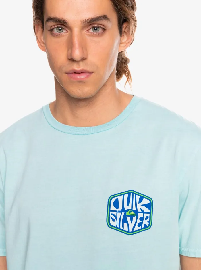 Tees Men Quiksilver Bounce Back Organic TShirt Angel Blue Tees Men Quiksilver Bounce Back Organic TShirt Angel Blue