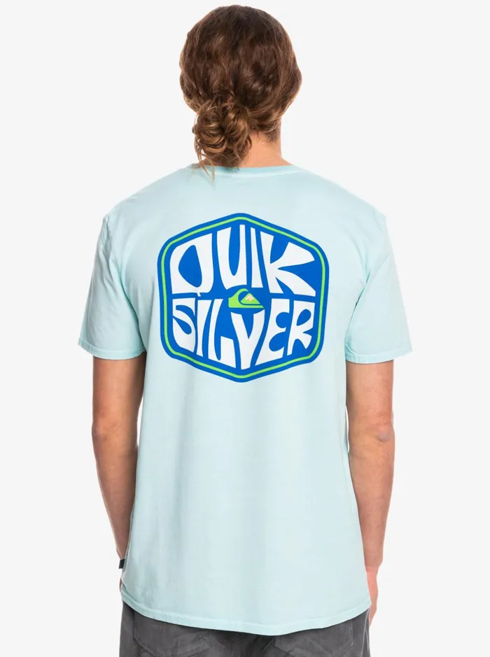 Tees Men Quiksilver Bounce Back Organic TShirt Angel Blue Tees Men Quiksilver Bounce Back Organic TShirt Angel Blue