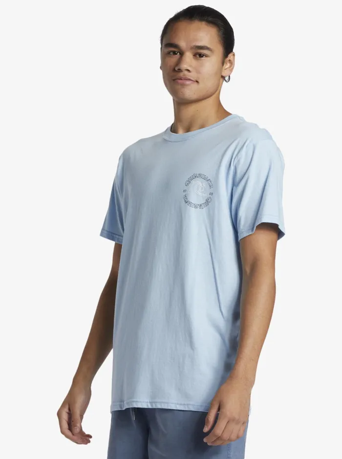 Tees Men Quiksilver Bubble Outline TShirt Clear Sky Tees Men Quiksilver Bubble Outline TShirt Clear Sky