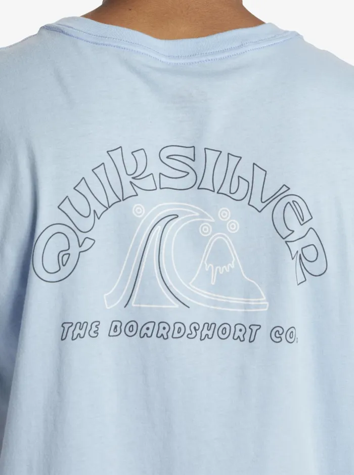 Tees Men Quiksilver Bubble Outline TShirt Clear Sky Tees Men Quiksilver Bubble Outline TShirt Clear Sky