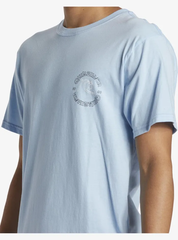 Tees Men Quiksilver Bubble Outline TShirt Clear Sky Tees Men Quiksilver Bubble Outline TShirt Clear Sky