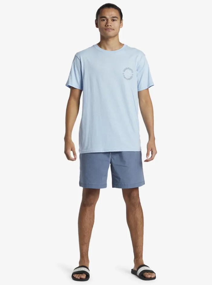 Tees Men Quiksilver Bubble Outline TShirt Clear Sky Tees Men Quiksilver Bubble Outline TShirt Clear Sky