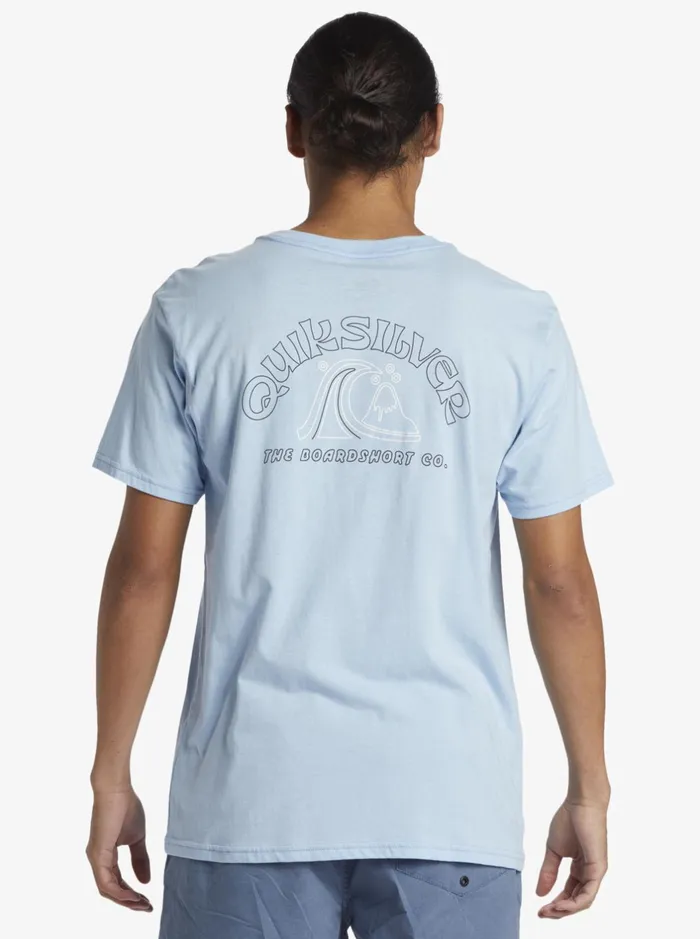 Tees Men Quiksilver Bubble Outline TShirt Clear Sky Tees Men Quiksilver Bubble Outline TShirt Clear Sky