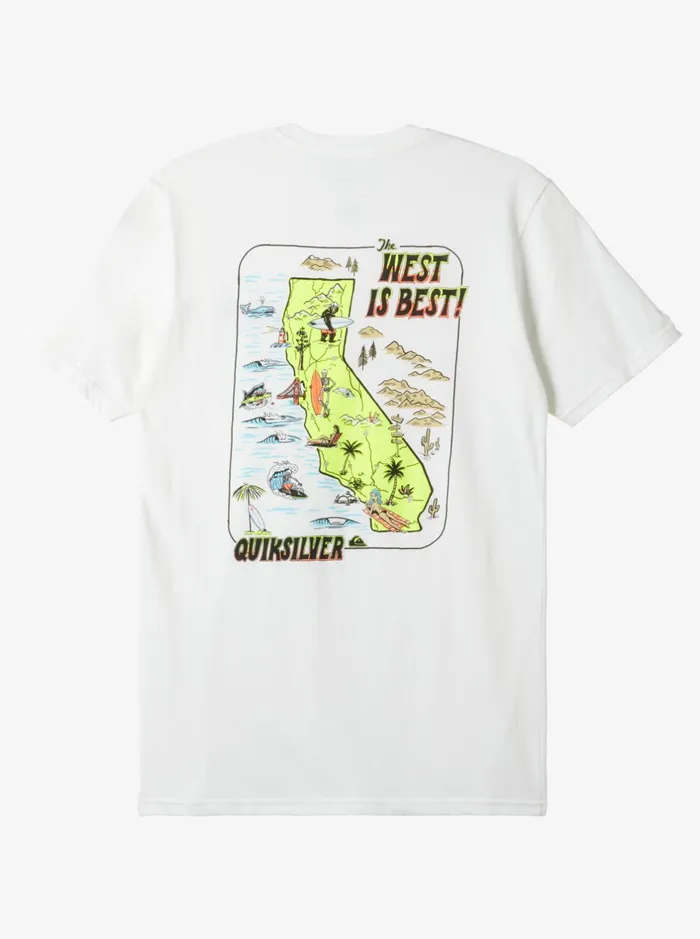Tees Men Quiksilver Ca West Is Best TShirt White Tees Men Quiksilver Ca West Is Best TShirt White