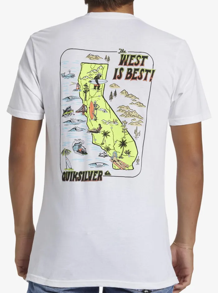 Tees Men Quiksilver Ca West Is Best TShirt White Tees Men Quiksilver Ca West Is Best TShirt White