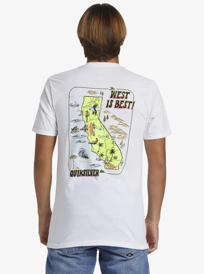 Tees Men Quiksilver Ca West Is Best TShirt White Tees Men Quiksilver Ca West Is Best TShirt White