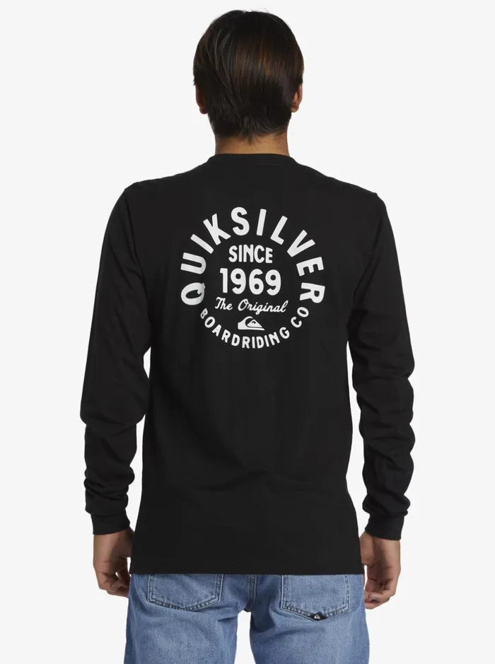 Tees Men Quiksilver Circled Script Long Sleeve TShirt Black Tees Men Quiksilver Circled Script Long Sleeve TShirt Black