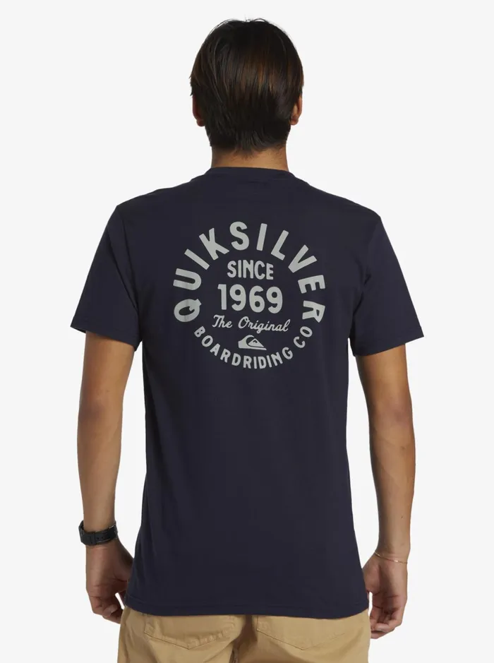Tees Men Quiksilver Circled Script TShirt Navy Blazer Tees Men Quiksilver Circled Script TShirt Navy Blazer