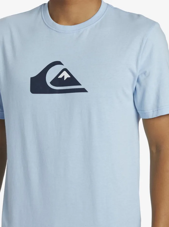 Tees Men Quiksilver Comp Logo TShirt Clear Sky Tees Men Quiksilver Comp Logo TShirt Clear Sky