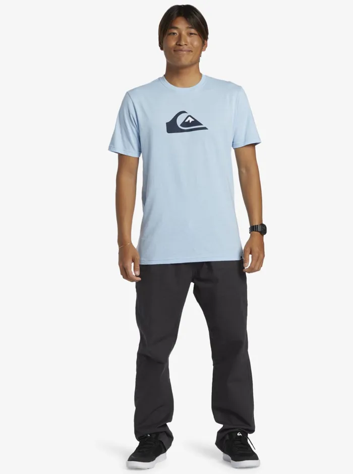 Tees Men Quiksilver Comp Logo TShirt Clear Sky Tees Men Quiksilver Comp Logo TShirt Clear Sky