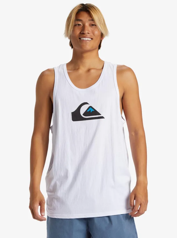 Tees Men Quiksilver Comp Logo Tank Top White Tees Men Quiksilver Comp Logo Tank Top White