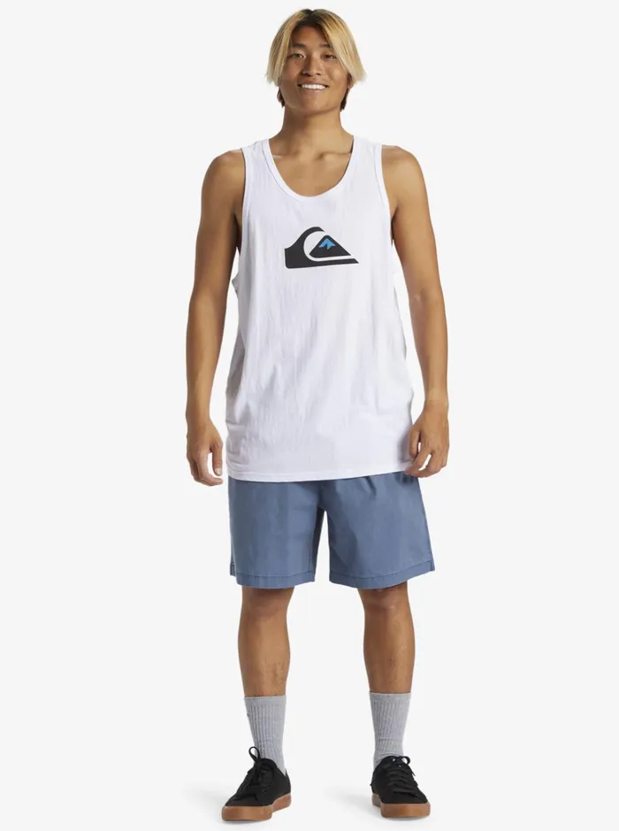 Tees Men Quiksilver Comp Logo Tank Top White Tees Men Quiksilver Comp Logo Tank Top White