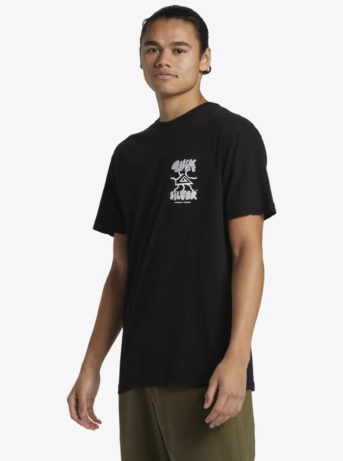 Tees Men Quiksilver Global Force Mtz TShirt Black Tees Men Quiksilver Global Force Mtz TShirt Black