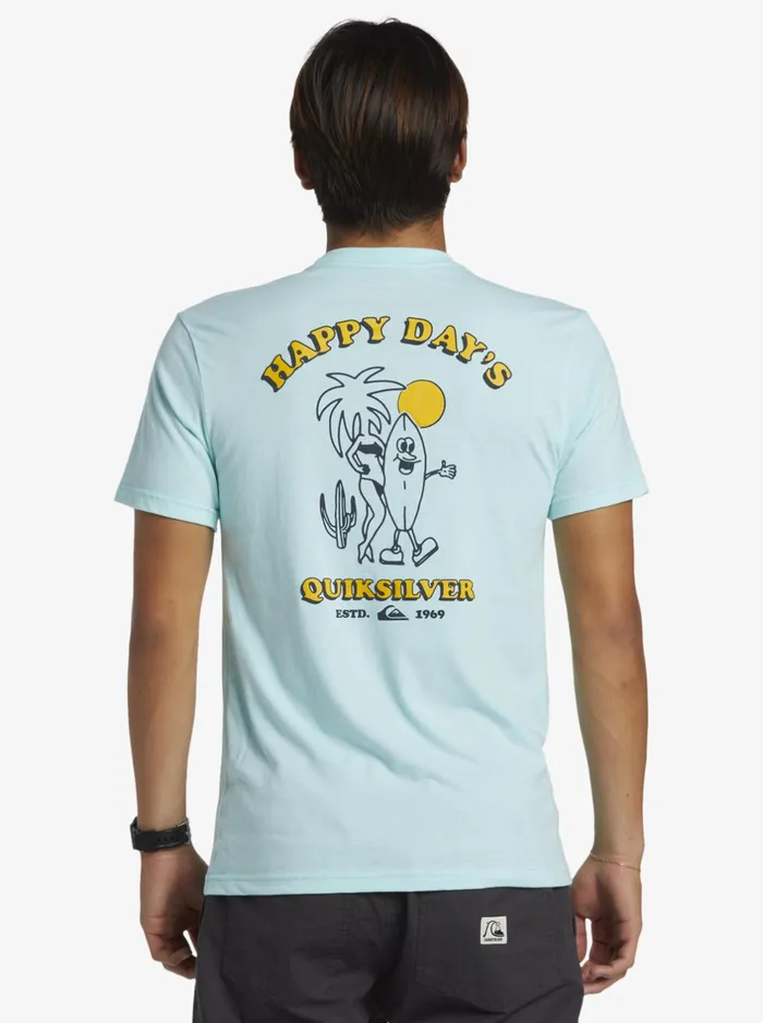 Tees Men Quiksilver Happy Days Mod TShirt Beach Glass Heather Tees Men Quiksilver Happy Days Mod TShirt Beach Glass Heather