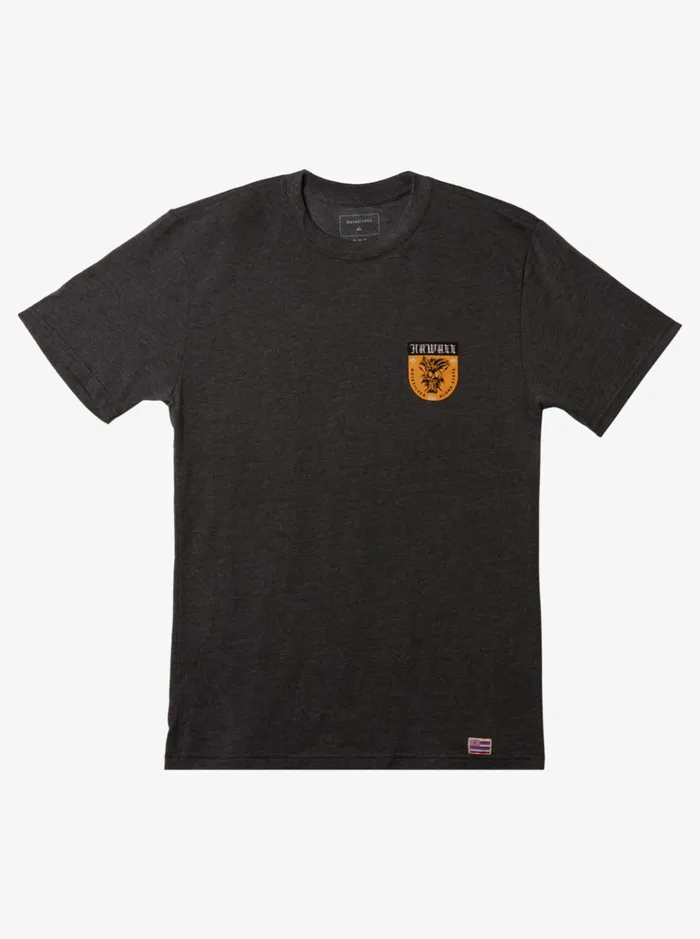 Tees Men Quiksilver Hawaii Ikaika Shield TShirt Charcoal Heather