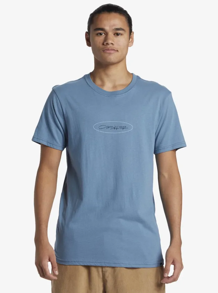 Tees Men Quiksilver Level Up TShirt Aegean Blue Tees Men Quiksilver Level Up TShirt Aegean Blue