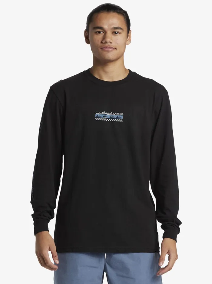 Tees Men Quiksilver Omni Check Turn Long Sleeve TShirt Black Tees Men Quiksilver Omni Check Turn Long Sleeve TShirt Black