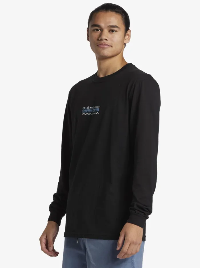 Tees Men Quiksilver Omni Check Turn Long Sleeve TShirt Black Tees Men Quiksilver Omni Check Turn Long Sleeve TShirt Black