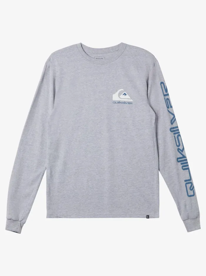 Tees Men Quiksilver Omni Logo Long Sleeve TShirt Athletic Heather