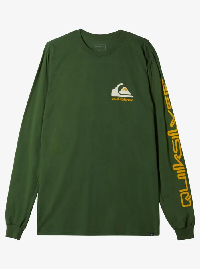 Tees Men Quiksilver Omni Logo Long Sleeve TShirt Greener Pastures