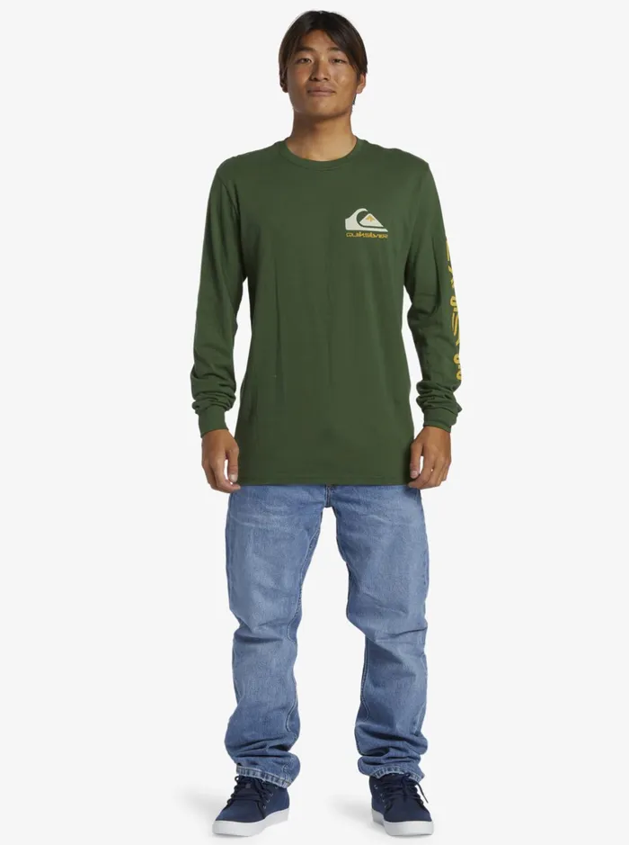 Tees Men Quiksilver Omni Logo Long Sleeve TShirt Greener Pastures Tees Men Quiksilver Omni Logo Long Sleeve TShirt Greener Pastures