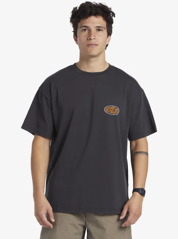 Tees Men Quiksilver Real Surfin TShirt Black Tees Men Quiksilver Real Surfin TShirt Black