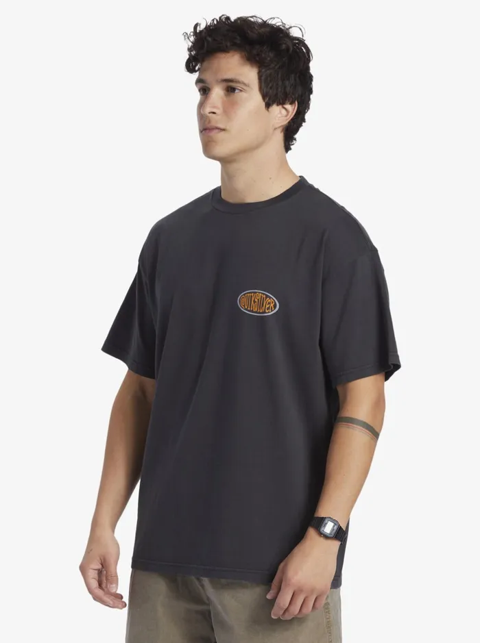 Tees Men Quiksilver Real Surfin TShirt Black Tees Men Quiksilver Real Surfin TShirt Black