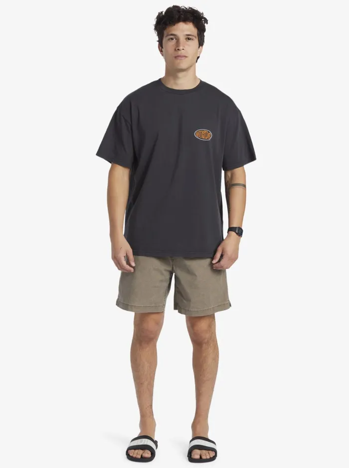 Tees Men Quiksilver Real Surfin TShirt Black Tees Men Quiksilver Real Surfin TShirt Black