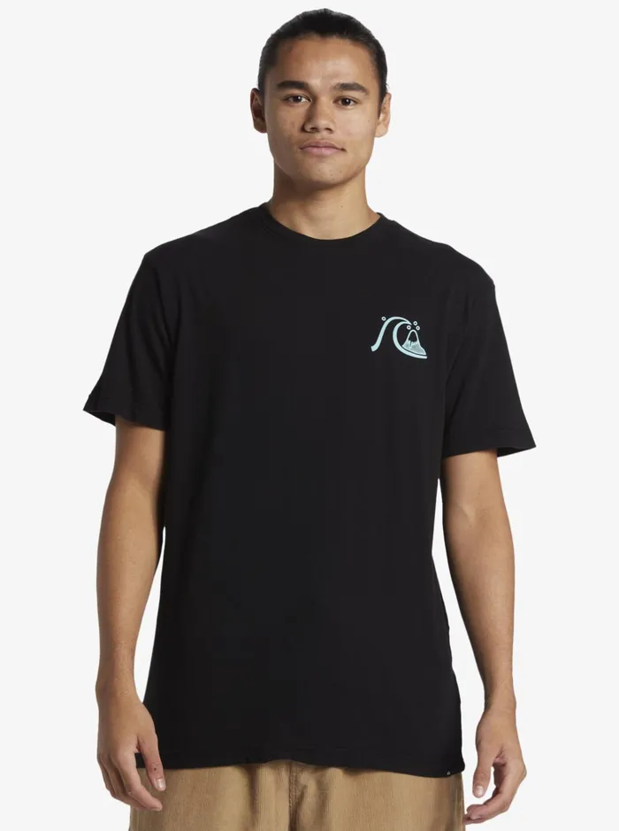 Tees Men Quiksilver Send Wax Mtz TShirt Black Tees Men Quiksilver Send Wax Mtz TShirt Black