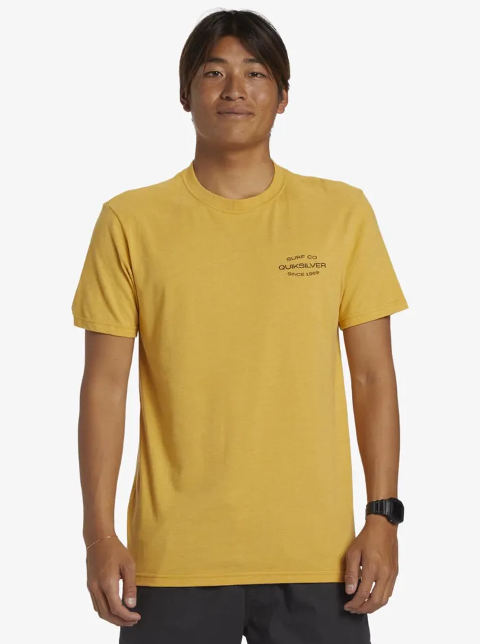 Tees Men Quiksilver Surf Lockup TShirt Bright Gold Heather Tees Men Quiksilver Surf Lockup TShirt Bright Gold Heather