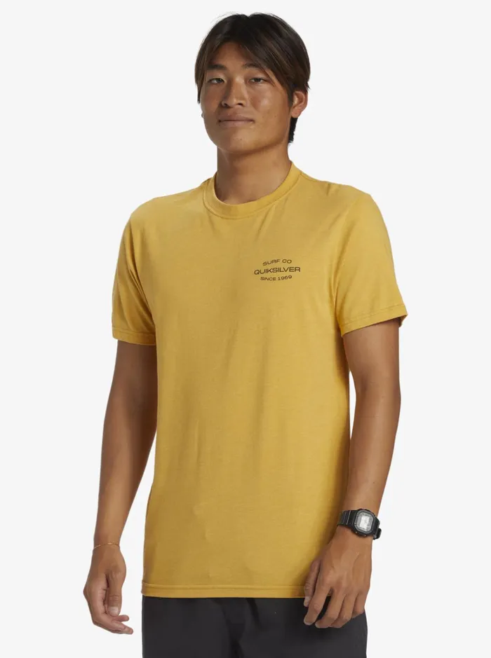 Tees Men Quiksilver Surf Lockup TShirt Bright Gold Heather Tees Men Quiksilver Surf Lockup TShirt Bright Gold Heather