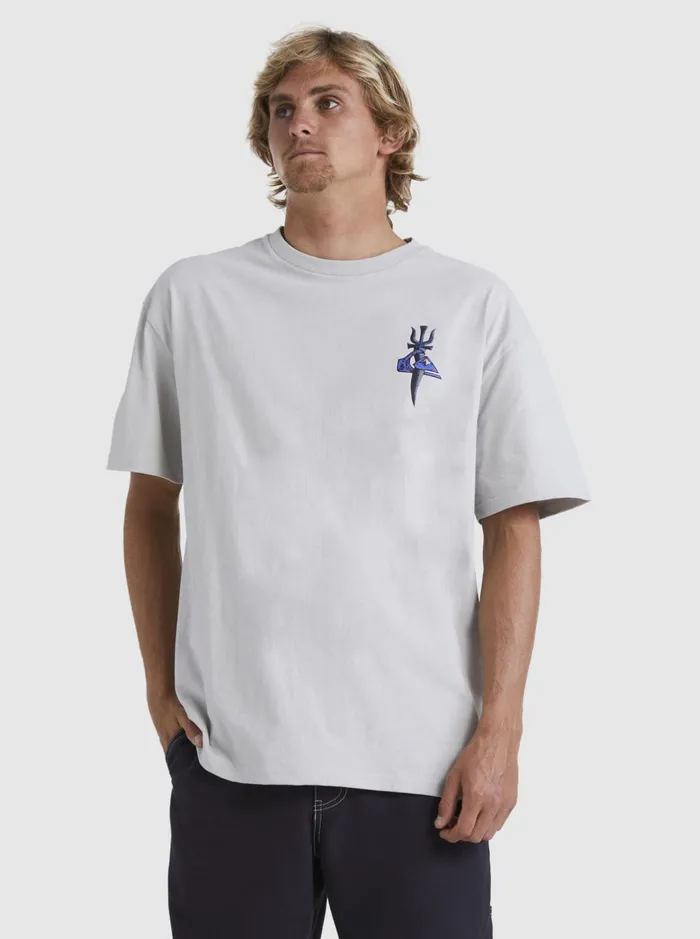 Tees Men Quiksilver Tridagger TShirt Gray Violet Tees Men Quiksilver Tridagger TShirt Gray Violet