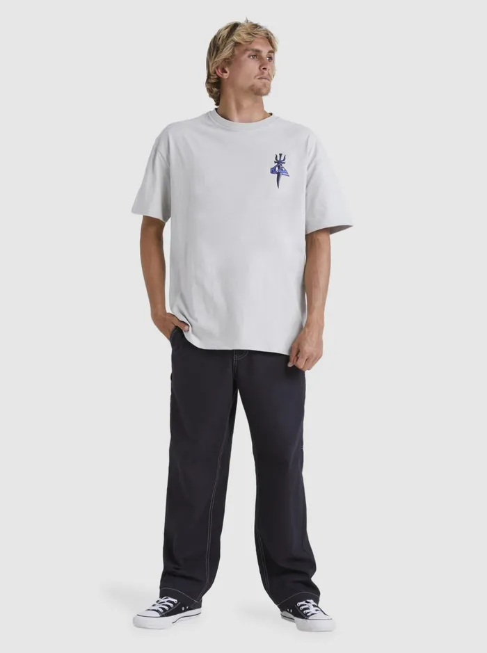 Tees Men Quiksilver Tridagger TShirt Gray Violet Tees Men Quiksilver Tridagger TShirt Gray Violet