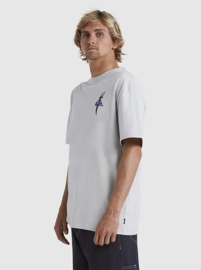 Tees Men Quiksilver Tridagger TShirt Gray Violet Tees Men Quiksilver Tridagger TShirt Gray Violet