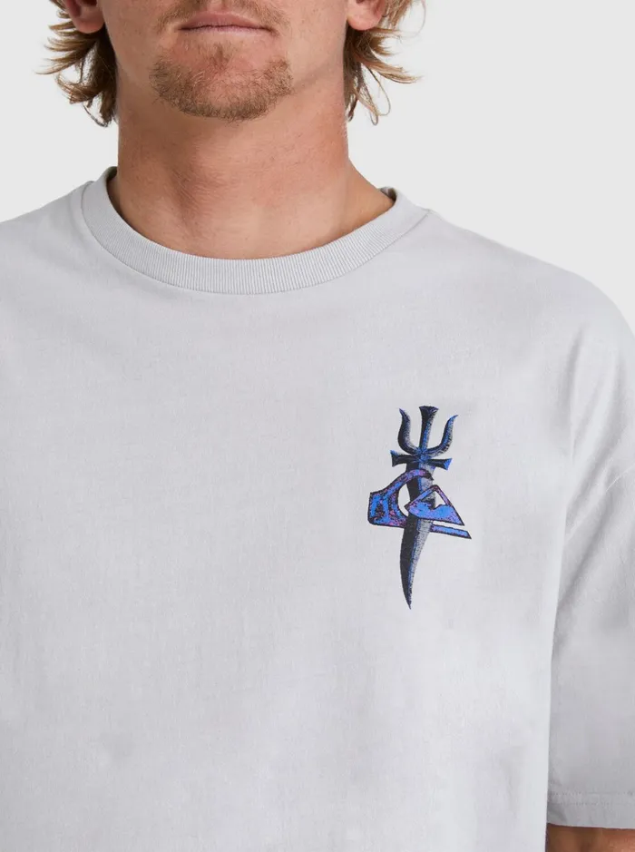 Tees Men Quiksilver Tridagger TShirt Gray Violet Tees Men Quiksilver Tridagger TShirt Gray Violet