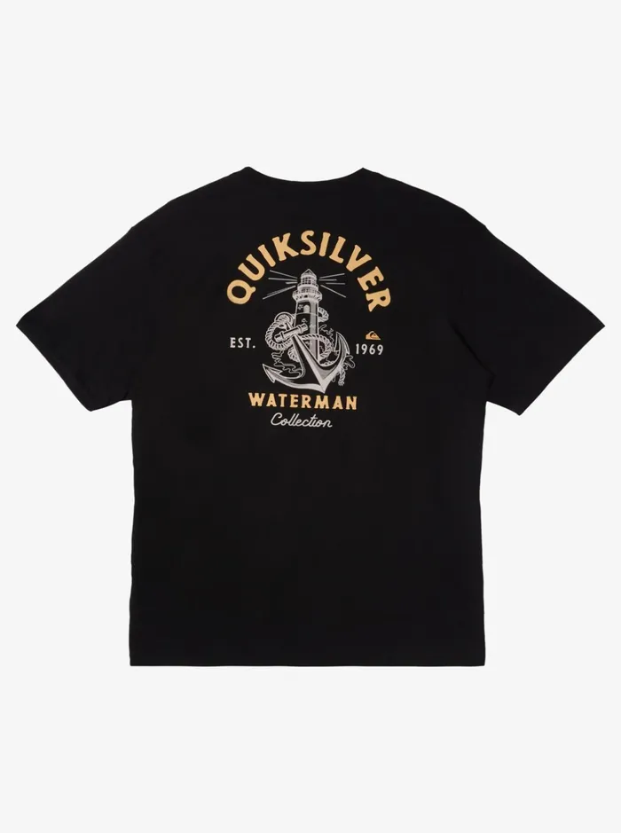 Tees Men Quiksilver Waterman Anchors Away QtShirt Black Tees Men Quiksilver Waterman Anchors Away QtShirt Black